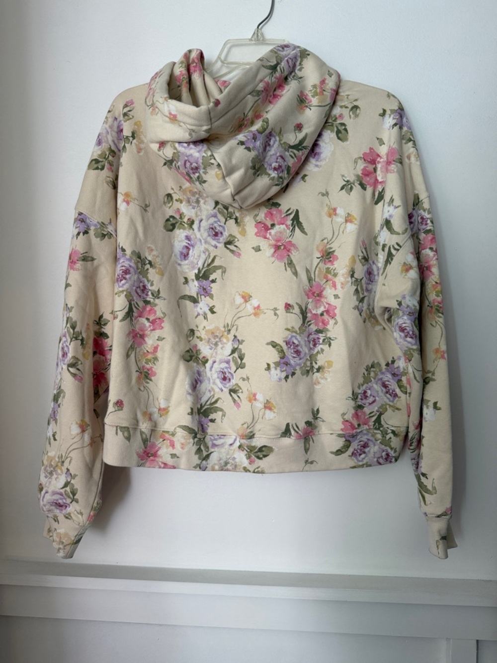 LoveShackFancy GapCream Floral Hooded Sweatshirt with Pink & Lavender Blooms - Picture 4 of 4